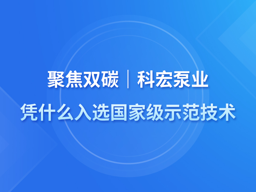 聚焦双碳｜科宏泵业凭什么入选国家级示范技术