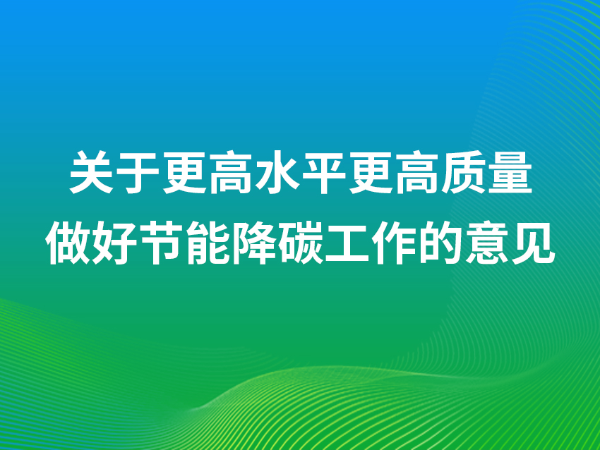 中共中央办公厅 国务院办公厅关于更高水平更高质量做好节能降碳工作的意见